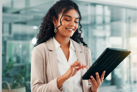 Professional female on laptop.