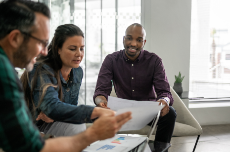 Group of professionals working together.